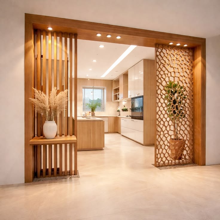 Living room showcase cabinet with warm backlighting