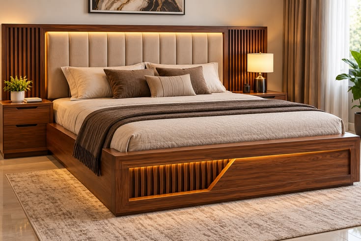 Sophisticated master bedroom wardrobe and interior woodwork by Lithisha Interiors