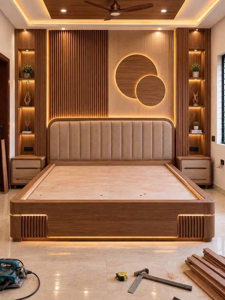 Customized built-in storage boxes and compartments by Lithisha Interiors